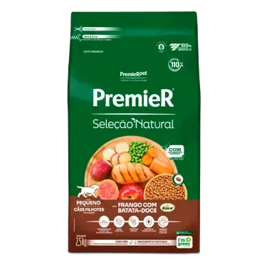 Racao Premier Selecao Natural Caes Filhotes Racas Pequenas Frango com Batata Doce 2.5kg frente